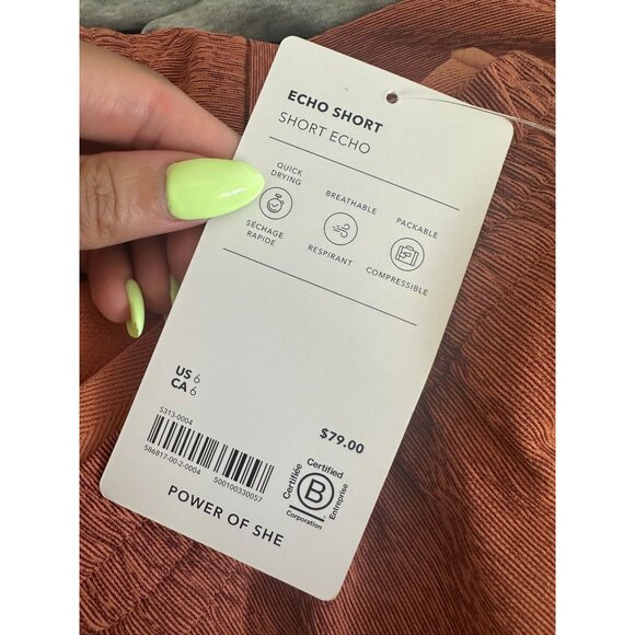 ATHLETA Women's Orange Echo Shorts Size 6 NEW NWT - Picture 3 of 4